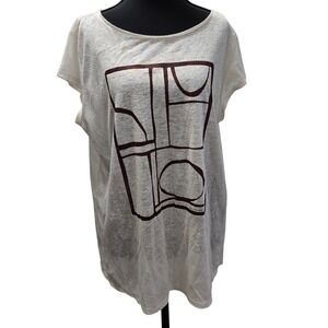 Ann Taylor LOFT Linen Top Women's Size L Abstract‎ Print Casual